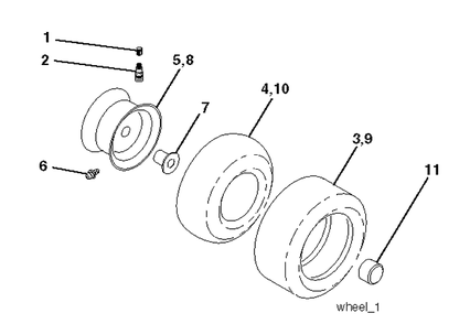 Wheels And Tires Diagram and Parts List for LTH1797 (96011022101)(2012-01) Husqvarna Lawn Tractor