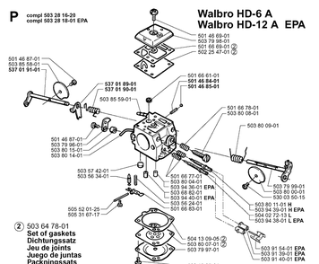 Carburetor Details Diagram and Parts List for 371XP 19991800001-Current Husqvarna Chainsaw