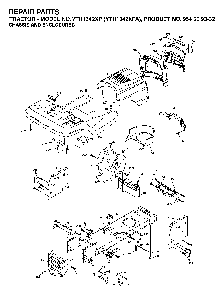 Chassis And Enclosures Diagram and Parts List for YTH1342XP (YTH1342 XPA, 954569332)(2003-03) Husqvarna Lawn Tractor