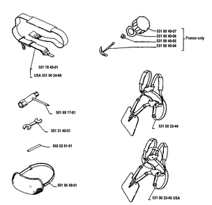 Accessories Diagram and Parts List for 125LD 1991-11 Husqvarna Trimmer