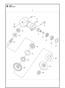 Bevel Gear Diagram and Parts List for 543RS (967348201)(20154400001-20192200000) Husqvarna Brush Cutter