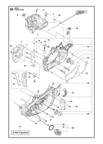 Crankcase Diagram and Parts List for 550XPG  Husqvarna Chainsaw