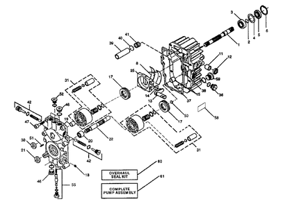 Sundstrand Pump Assembly Diagram and Parts List for YT140H (954000151-B)(1991-01) Husqvarna Lawn Tractor