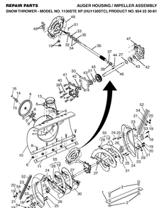 Auger Housing And Impeller Diagram and Parts List for 1130STEXP (HU1130STC)(2004-07) Husqvarna Snow Blower