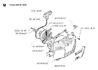 Starter Diagram and Parts List for 394XPEPA 19980900001-Current Husqvarna Chainsaw