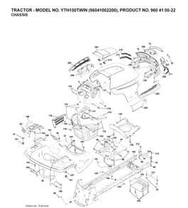 Chassis And Enclosures Diagram and Parts List for YTH150 (96041002200)(2007-04) Husqvarna Lawn Tractor
