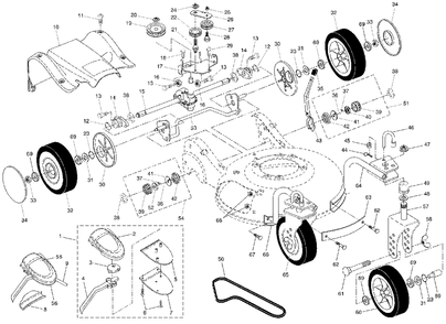 Drive Assembly Diagram and Parts List for 55C21HV (954223890-A)(2003-12) Husqvarna Lawn Mower