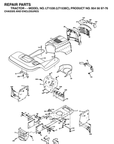 Chassis And Enclosures Diagram and Parts List for LT1538-LT1538C 2002-12 Husqvarna Lawn Tractor