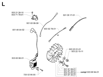 Electrical 2 Diagram and Parts List for 395XP/ (XPG)(20051800001-20070100000) Husqvarna Chainsaw