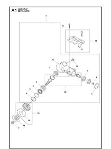 Bevel Gear Diagram and Parts List for 545RXTAT  Husqvarna Brush Cutter