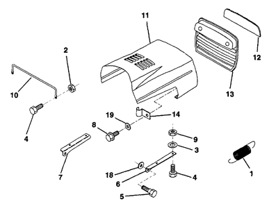 Hood Diagram and Parts List for LR12 (954000762-A)(1994-01) Husqvarna Lawn Tractor