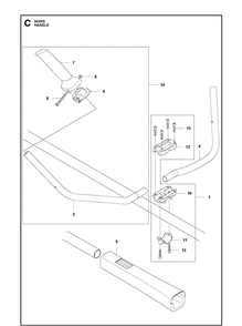 Handle Diagram and Parts List for 543RS 20192200001-Current Husqvarna Brush Cutter