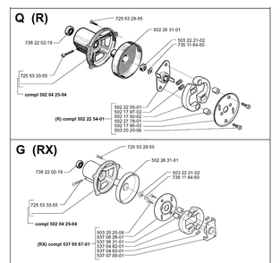 Clutch Diagram and Parts List for 252RX 19991400001-20011800000 Husqvarna Brush Cutter