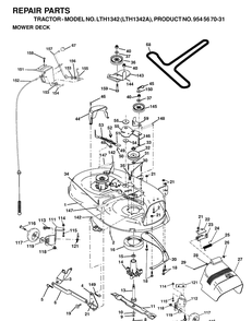 Mower Deck / Cutting Deck Diagram and Parts List for LTH1342-LTH1342A 2000-12 Husqvarna Lawn Tractor