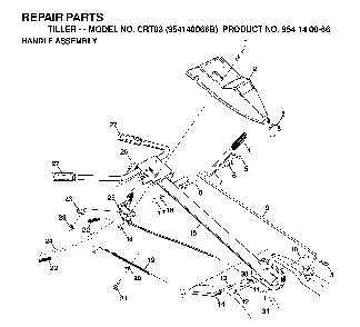 Handle And Controls Diagram and Parts List for CRT83 (954140066B)(1999-04) Husqvarna Tiller