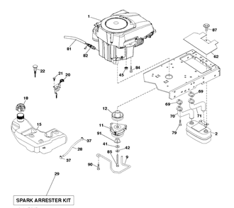 Engine Diagram and Parts List for LGT2654 (96045003701)(2012-09) Husqvarna Lawn Tractor
