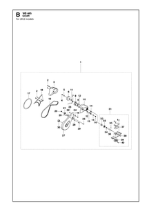 Gears Diagram and Parts List for WB48S  Husqvarna Lawn Mower