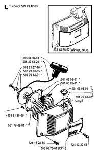 Starter Diagram and Parts List for 242 19941400001-19981800000 Husqvarna Chainsaw