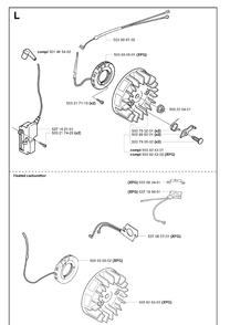 Electrical Diagram and Parts List for 353 20023600001-20041199999 Husqvarna Chainsaw