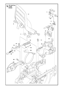Chain Brake Diagram and Parts List for 570AUTOTUNE 20130900001 & Above Husqvarna Chainsaw