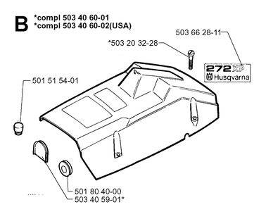 Cover Diagram and Parts List for 272XP 19970100001-19994500000 Husqvarna Chainsaw