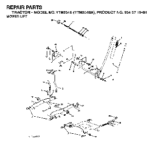 Mower Lift / Deck Lift Diagram and Parts List for YTH2548A954571984 2004-06 Husqvarna Lawn Tractor