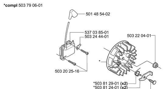 Ignition /Flywheel Diagram and Parts List for 232L 2006-01 Husqvarna Trimmer