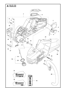 Crankcase Diagram and Parts List for 330I  Husqvarna Chainsaw