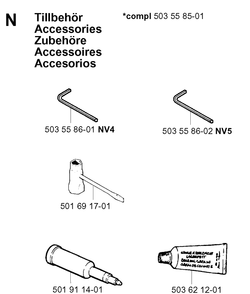 Accessories Diagram and Parts List for 257 20013500001-Current Husqvarna Chainsaw