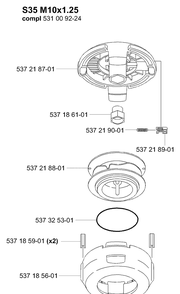 General Assembly Diagram and Parts List for S35 2004-01 Husqvarna Trimmer