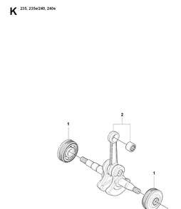 Crankshaft Diagram and Parts List for 235 20080100001-20091400000 Husqvarna Chainsaw