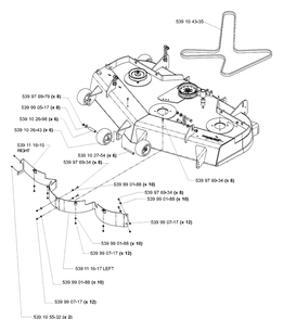 Front Deck Assembly 52 Inch (Part 2) Diagram and Parts List for LZ5227TXPKOA (968999309)(2006-02) Husqvarna Lawn Mower