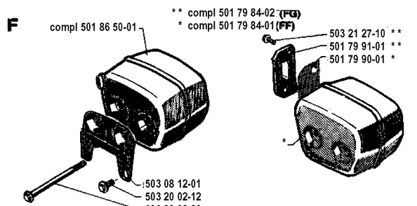 Muffler Diagram and Parts List for 254 19942300001-19960100000 Husqvarna Chainsaw