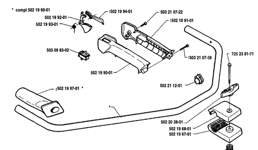 Handle Assembly Diagram and Parts List for 235R 1992-12 Husqvarna Brush Cutter