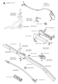 Shaft And Handle Diagram and Parts List for 240RBD 20004000001 & Above Husqvarna Trimmer