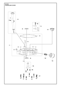 Crankcase Cover Diagram and Parts List for HS452  Husqvarna Engine