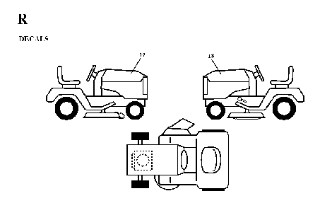 Decals Diagram and Parts List for LT130 (HE1336D, 954820081)(1997-03) Husqvarna Lawn Tractor