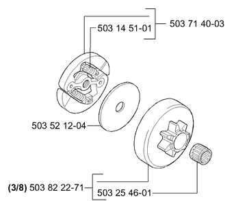 Clutch / Drum Diagram and Parts List for 338XPT 2006-01 Husqvarna Chainsaw