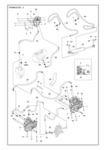 Hydraulics Diagram and Parts List for P524XREFI  Husqvarna Lawn Tractor