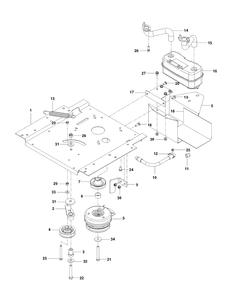 Engine Mounting, Guards And Muffler Diagram and Parts List for RZ4623 (96667820100)(2010-09) Husqvarna Lawn Mower