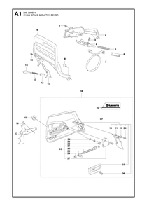 Chain Brake And Clutch Cover Diagram and Parts List for 390XP-XPG-XPW (EPA)(20101800001 - 20111800000) Husqvarna Chainsaw