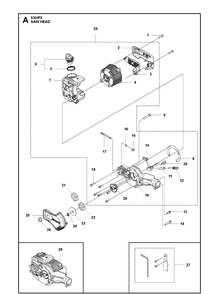 Saw Head Diagram and Parts List for 530IPX  Husqvarna Pole Saw