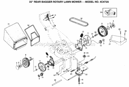 Page C Diagram and Parts List for 4C472A 1999 And Before Husqvarna Lawn Mower
