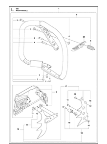 Wrap Handle Diagram and Parts List for 585  Husqvarna Chainsaw
