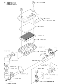 Carburetor And Air Filter Diagram and Parts List for 170BT 20061000001-20084000000 Husqvarna Leaf Blower / Vacuum
