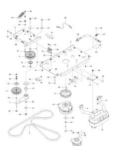 Engine Mounting, Guards And Muffler Diagram and Parts List for MZ48 (96766590100)(2017-02) Husqvarna Lawn Mower