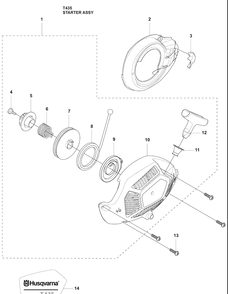 Starter Diagram and Parts List for T435 2009-02 Husqvarna Chainsaw