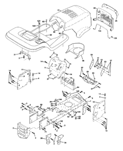 Chassis And Enclosures Diagram and Parts List for LT130 (954140004-A)(1997-12) Husqvarna Lawn Tractor