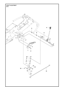 Height Adjustment 2 Diagram and Parts List for R214T AWD Husqvarna Lawn Mower