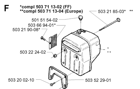 Muffler Diagram and Parts List for 394XP 19960100001-19980900000 Husqvarna Chainsaw